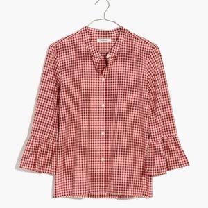 Madewell Gingham Bell Sleeve Button Up